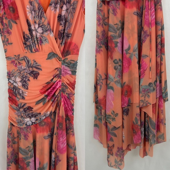 Maeve by Anthropologie Peach Orange Floral Drop Waist Maxi Dress - Picture 8 of 8